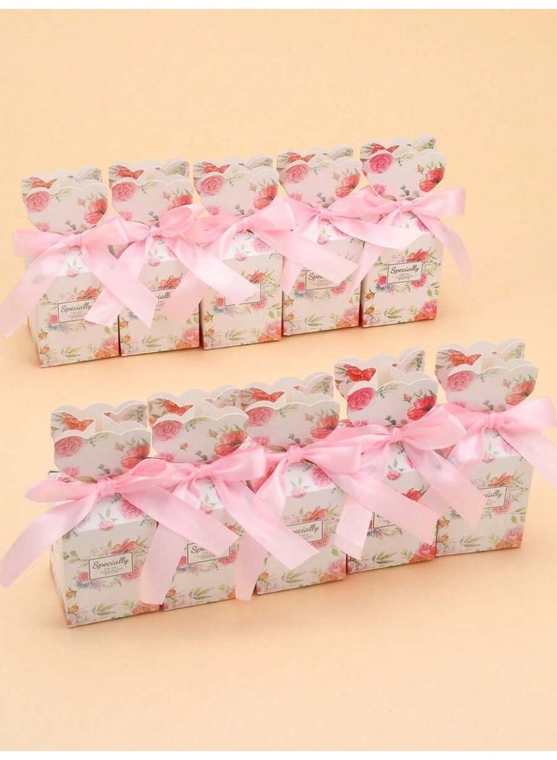 Eid Giveaway Gift Boxes with Elegant Pink Ribbon Decorative Treat Boxes for Sweets and Gifts 10 Pieces - Image 3